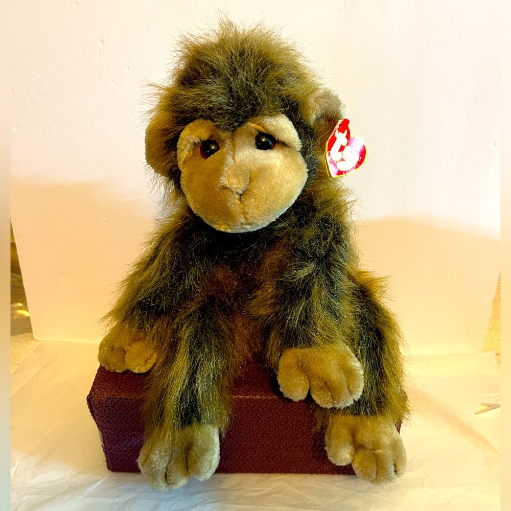 VINTAGE TY BEANIE BROWN CHA CHA MONKEY 11” PLUSH TOY PREOWNED